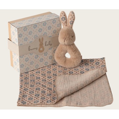 Coffret hochet lapin crème pêche