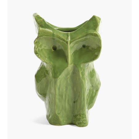 Vase hibou vert s