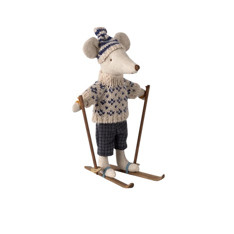Papa souris bleu au ski
