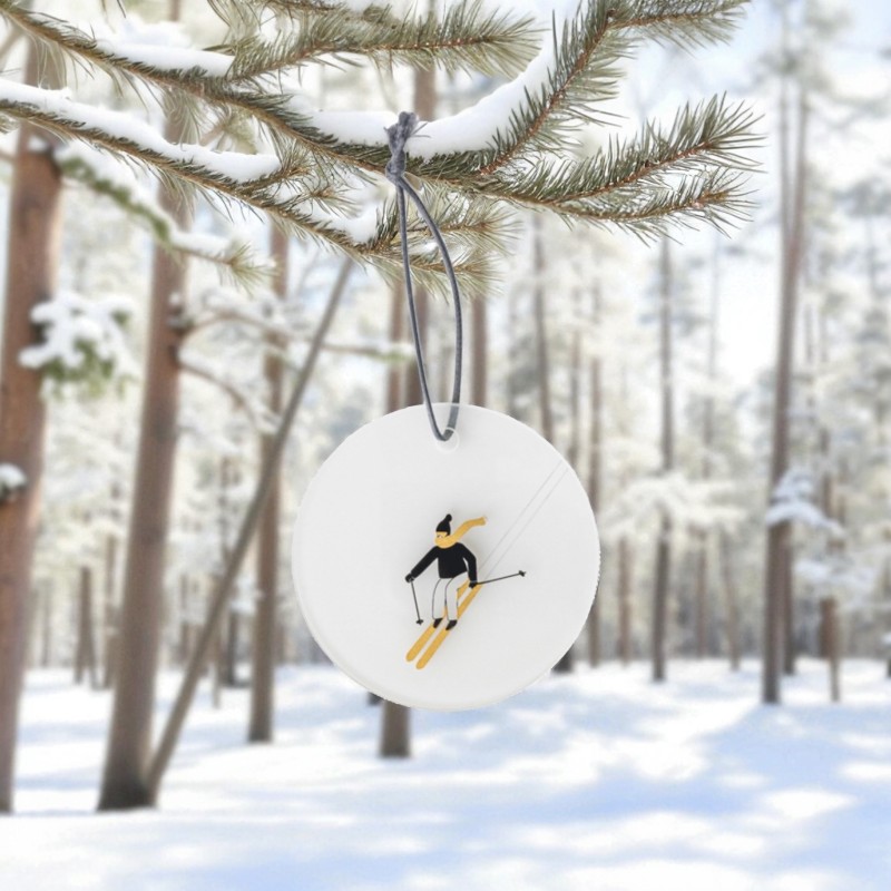Pendentif verre ski à accrocher sapin