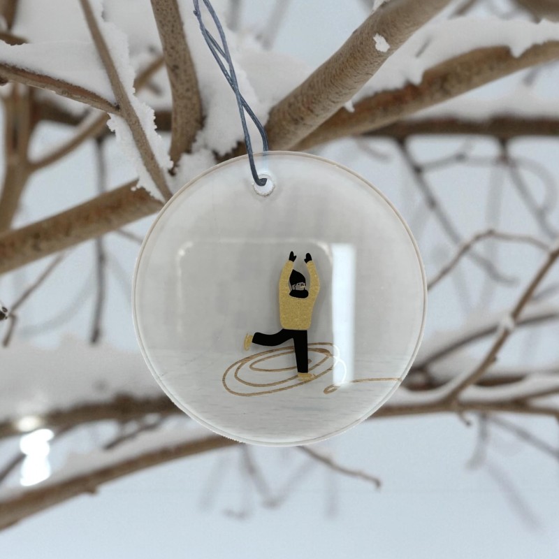 Pendentif verre patin à accrocher