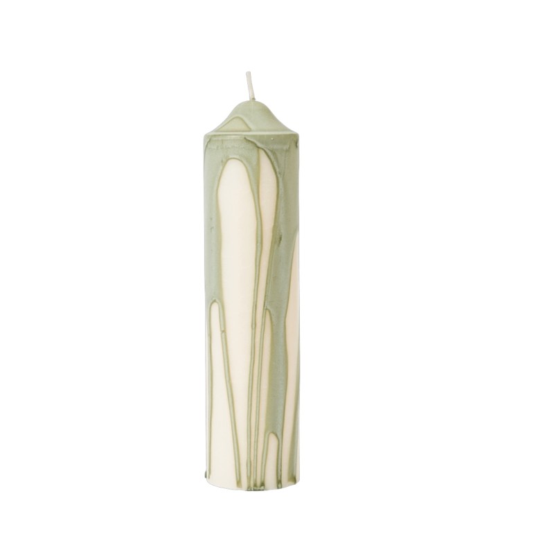 Dryp pillar candle - h20 - tea green