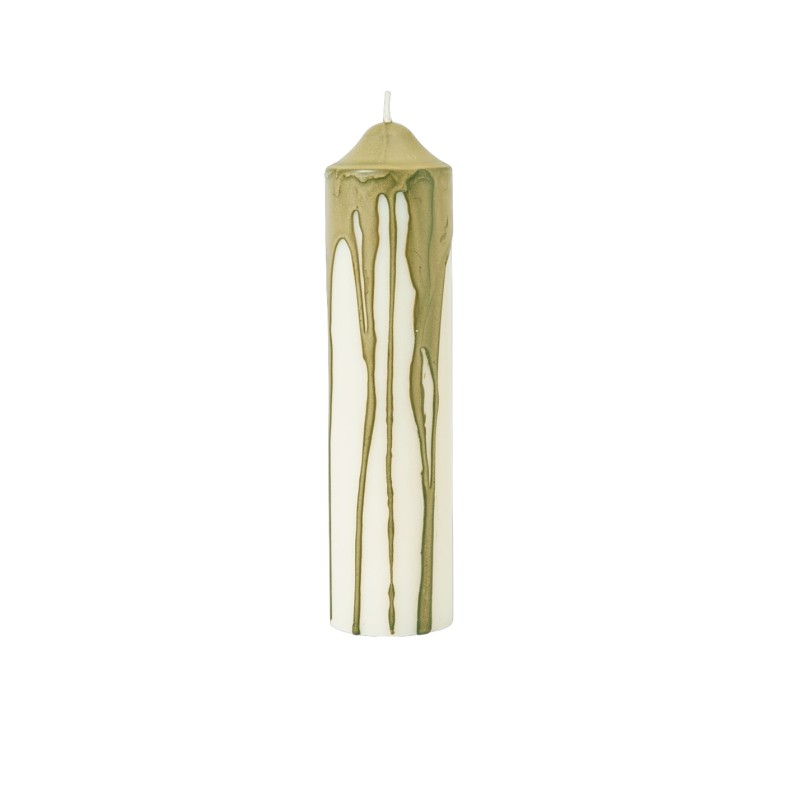 Dryp pillar candle - h20 - olive green