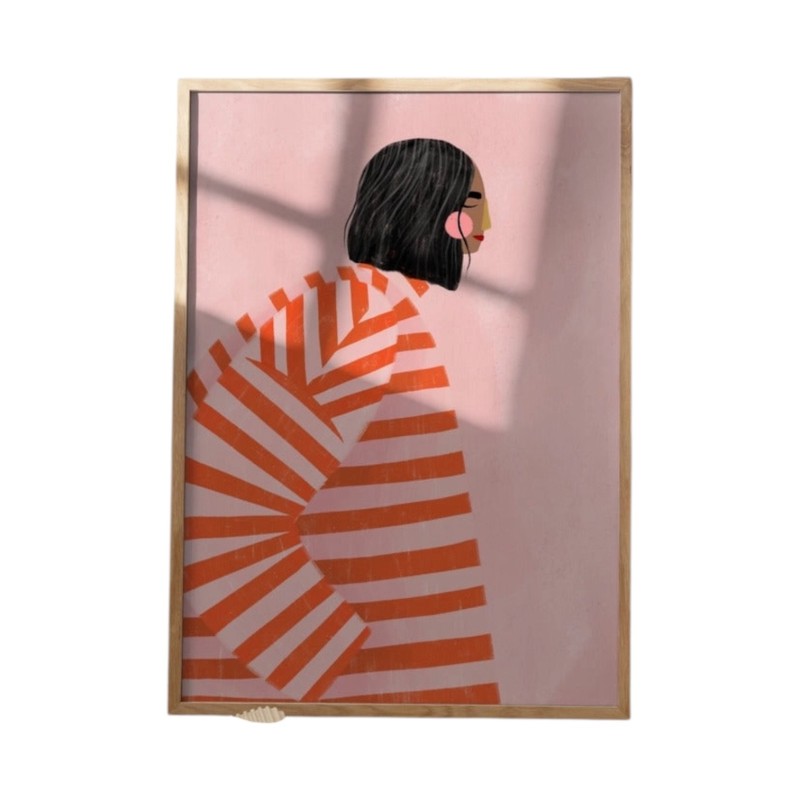 Affiche femme en manteau rayé - Bea Müller