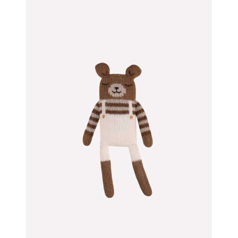 Doudou ourson salopette ecru