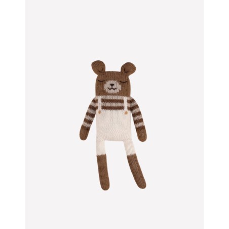 Doudou ourson salopette ecru