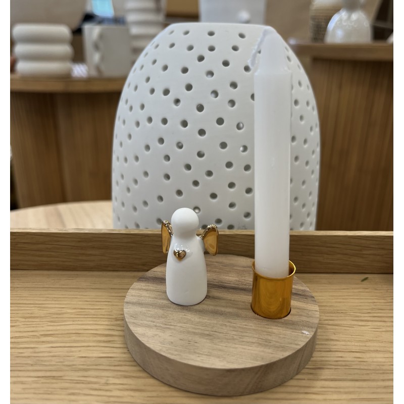 Bougeoir bois ange