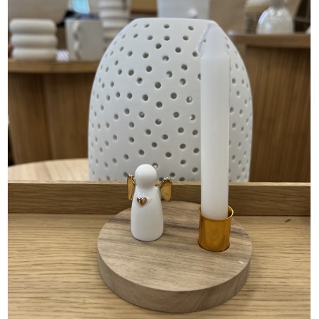 Bougeoir bois ange