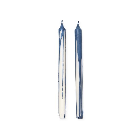 Set de 2 bougies coulée bleu