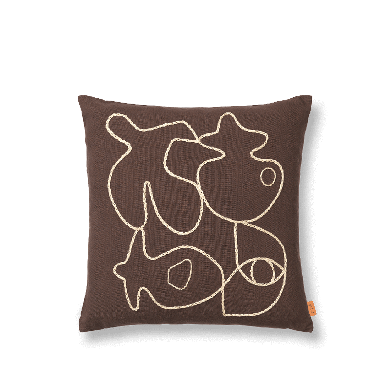Coussin figure coffe/sand 50x50