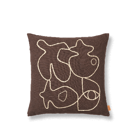 Coussin figure coffe/sand 50x50