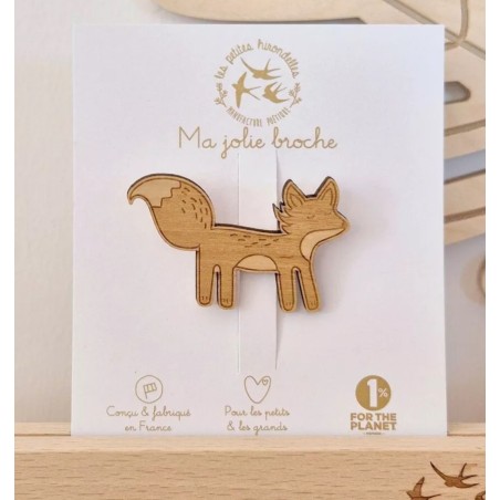 Broche en bois renard