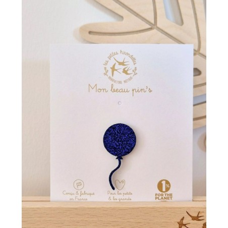 Pin's ballon bleu pailletté