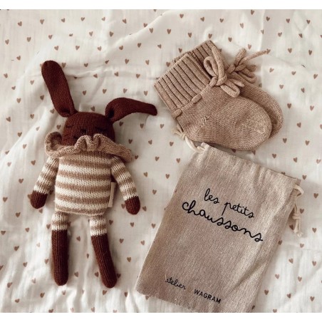 Chaussons bébé mérinos sable